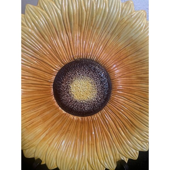 Sunflower Ceramic Decorative Plate Made In ITALY Serving Pottery 10" Diameter - Picture 5 of 11